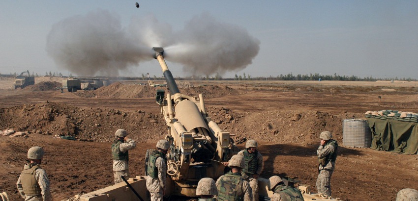 Marines at Camp Fallujah, Iraq, engage enemy targets in support of Operation Iraqi Freedom.